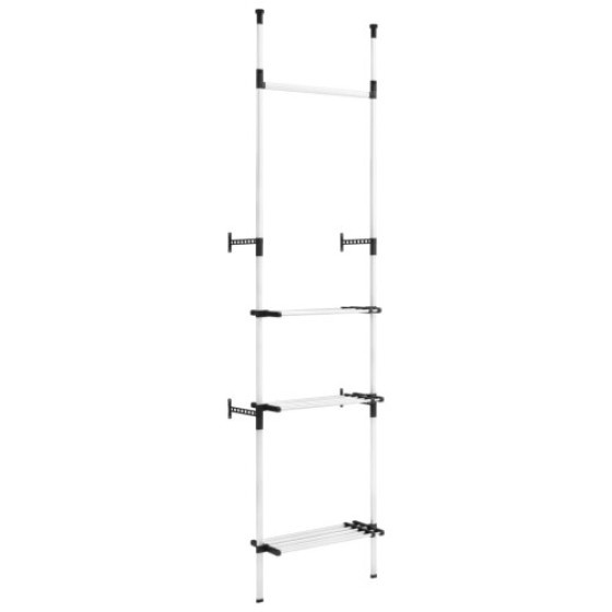 vidaXL telescopic wardrobe system with aluminum storage rod.